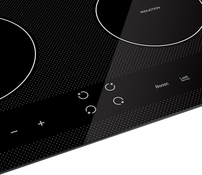 Empava 24” Electric Stove Induction Cooktop with 4 Power Boost Burners Smooth Surface Vitro Ceramic Glass in Black, 24 Inch
