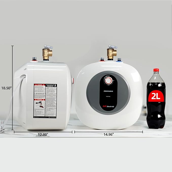 MIZUDO Electric Mini Tank Water Heater - 4.0 Gallon Point of Use Instant Hot Water Heater for RV, Camper, Kitchen, Food Truck, 120V 1440W, Under Sink, Wall or Floor Mounted, Easy to Install