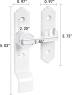 180 Degree White Barn Door Lock, Flip Gate Latch with Handle, Heavy Sliding Door Latches, Door Security Sliding Latch Lock for Cabinets, Bathroom, Garden, Window, Garage