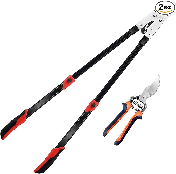 Loppers Branch Cutter Heavy Duty Tree Trimmer, Extendable 28-41" Tree Pruner with Compound Action, Tree Cutter with 2 Inch Clean Cut Capacity Chop Thick Branches Effortlessly