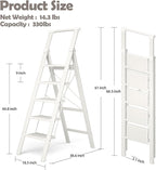 HillhutApex 5 Step Foldable Aluminum Step Ladder with Handgrip, Anti-Slip Pedal, 330 lbs Capacity, Lightweight & Portable for Home, Kitchen, Office, Garage (White)