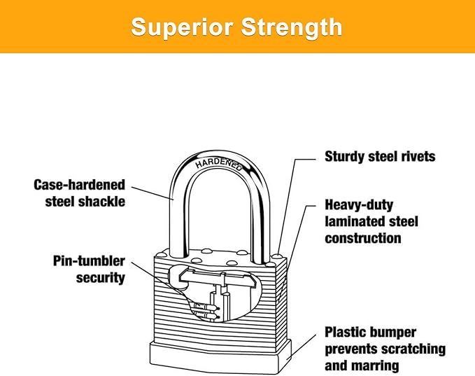 4 Pcs Laminated Padlocks with Same Key for Door, Luggage, Gate, Storage, Fence, Cabinet, Garage, Shed, Latch - Weather Resistant