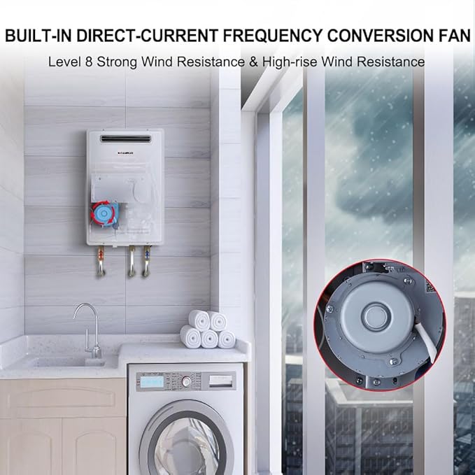 CAMPLUX Climatech 5 150,000 BTU Tankless Water Heater Propane Outdoor, 5.28 GPM On Demand Instant Tankless Hot Water Heater Liquid Propane, Outdoor Installation, White, WA528