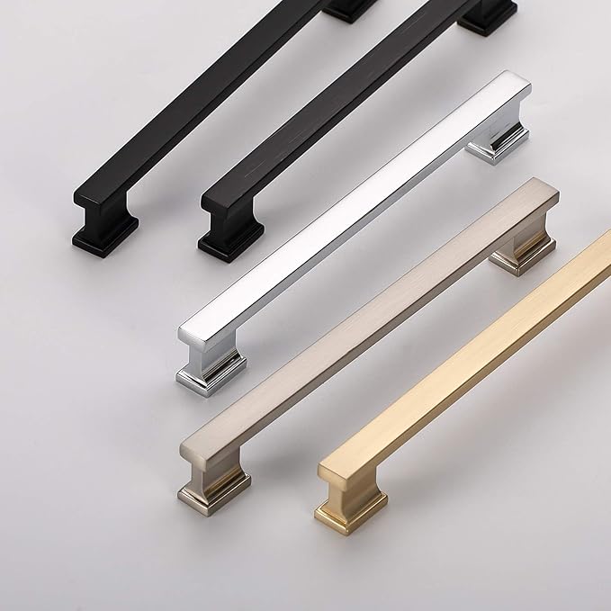 Alzassbg 10 Pack Brushed Satin Nickel Cabinet Pulls, 6-1/4 Inch(160mm) Hole Centers Kitchen Cabinet Handles for Cabinets and Drawers AL3061SN