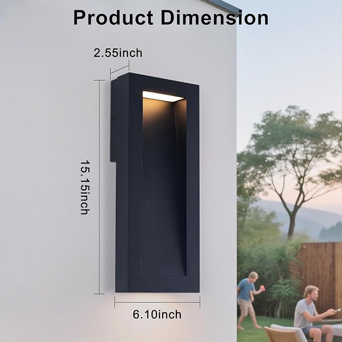 Modern Outdoor Wall Light with LED, Exterior Lighting Fixtures 2700K Integrated, Matte Black Outside Wall Mount Lights for House Front Door Porch Garage Patio Black 1 Packs