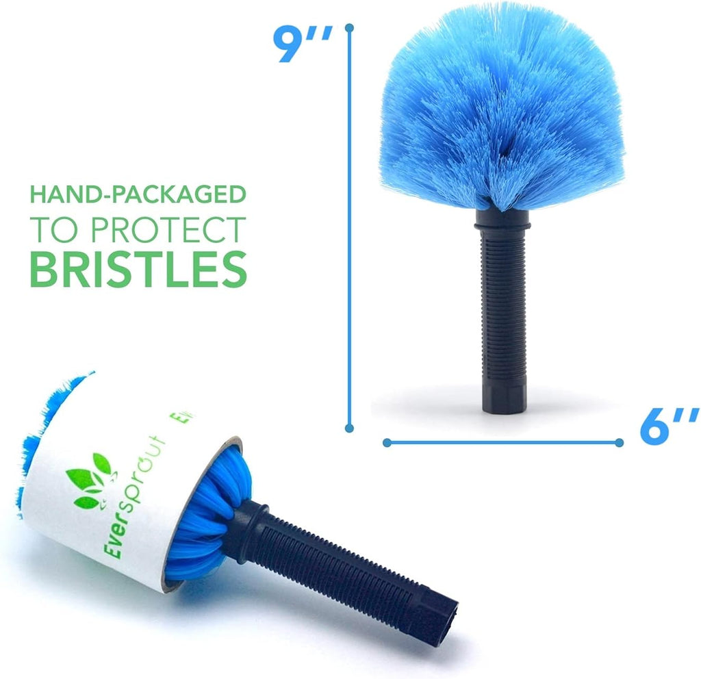 EVERSPROUT Twist-On Cobweb Duster | Hand Packaged to Protect Bristles | Indoor & Outdoor Brush Attachment | Fits Standard Acme Threaded Poles | Brush Head with Handle, No Pole (Medium-Stiff Bristles)