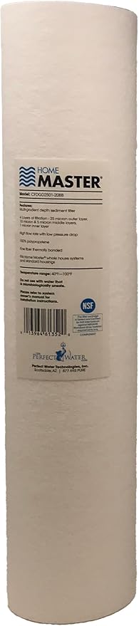 Home Master Whole House 4-Layer Sediment 25 to 1 Micron, Iron, Radial Flow GAC Carbon, 2 orings & Grease, 15gpm, Replacement Filter Set CsetBB3SmgFeC 20x4.5