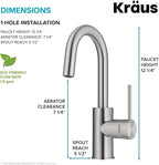 KRAUS Spot Free Oletto Single Handle Kitchen Bar Faucet in All-Brite Stainless Steel Finish, KPF-2600SFS (Pack of 1)