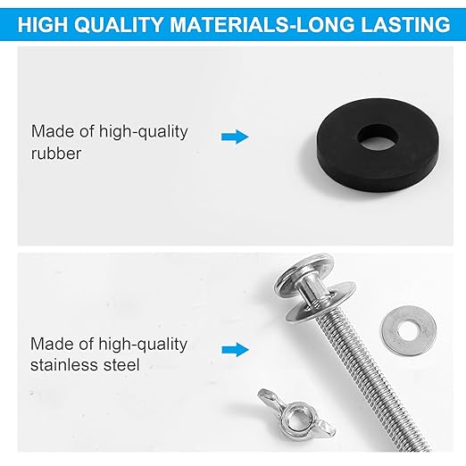4PCS Universal Toilet Seat Bolts Kit,5/16 * 3.15 Inch Heavy Duty Stainless Steel Toilet Seat Screws with Specially Designed Stainless Steel Butterfly Downlock Nuts，Easy Installation and Long Lasting