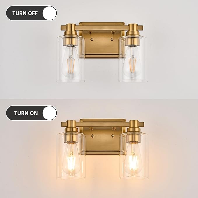 2 Lights Bathroom Lighting Fixtures Over Mirror Gold Bathroom Vanity Light Fixture Farmhouse Vanity Light Vintage for Bedroom Living Room Hallway