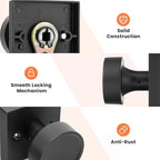 Haidms Matte Black Dummy Door Knobs, Half No-Turning Dummy Knob for Closet Doors, Zinc-Alloy Single-Sided Door Locks (4 Pieces/2 Pairs)