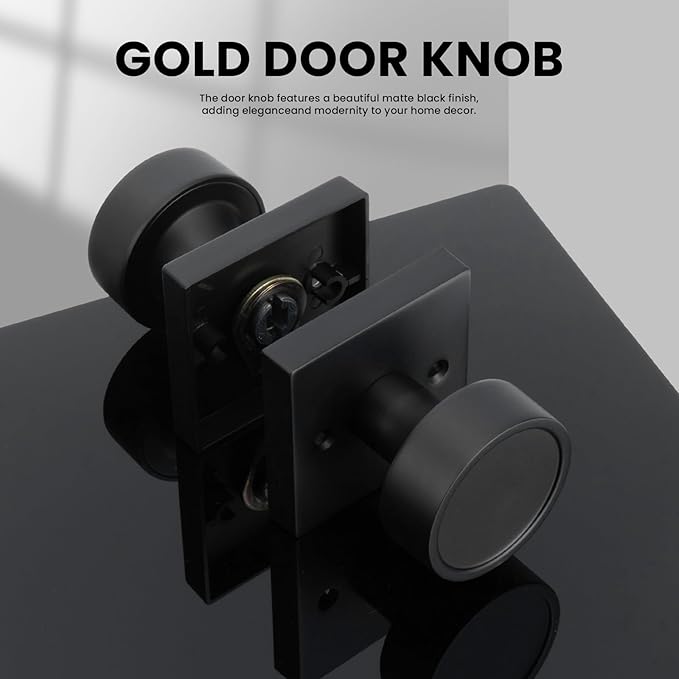 Haidms Matte Black Dummy Door Knobs, Half No-Turning Dummy Knob for Closet Doors, Zinc-Alloy Single-Sided Door Locks (6 Pieces/3 Pairs)