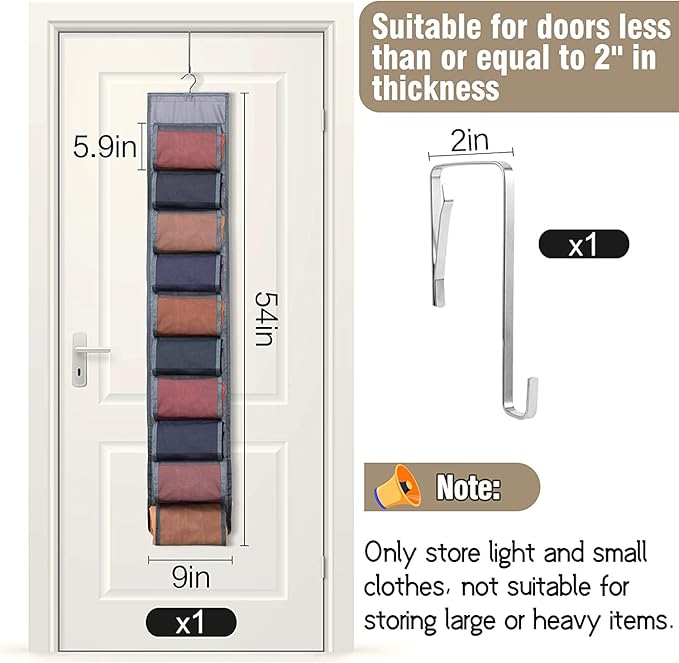 Legging Storage Organizer for Closet, Hanging Closet Organizer System, Grey Clothes Closets Holder with 20 Roll Independent Compartments for Yoga Leggings T-Shirts Bras Socks Pants Tank Top Towel