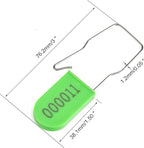 100PCS Plastic Padlock Security Seals Metal Wire Padlocks Electric Meter Lockout Tags Self-Locking Numbered Anti Tamper Seal Tags Green