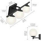 New Bathroom Vanity Light Fixtures 3 Lights Brushed Black Milk White Globe Glass Shade Modern Wall Bar Sconce Over Mirror (Exclude G9 Bulb)