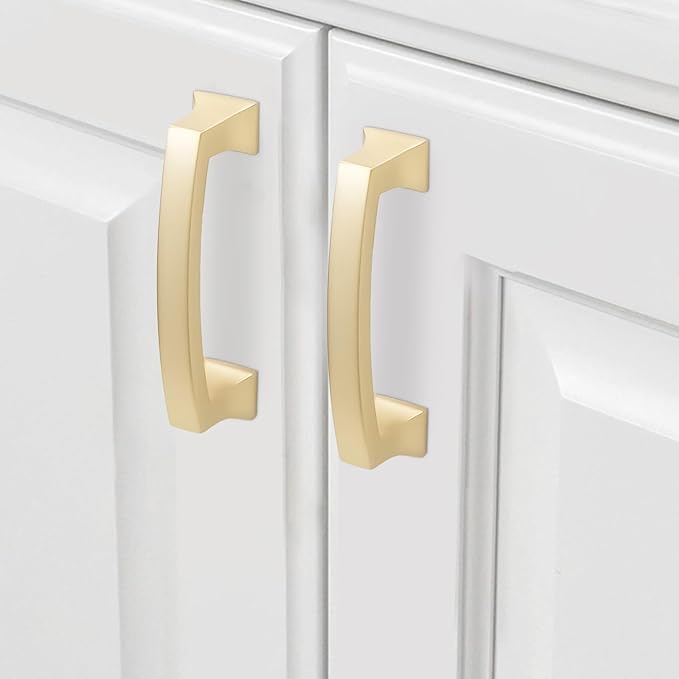 COTYKILEY 10 Pack 3 Inch(76mm) Brushed Brass Cabinet Handles Gold Kitchen Cabinet Pulls Cabinet Door Handles Kitchen Cabinet Hardware Cupboard Drawer Pulls Dresser Handles