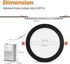 24 Pack 8 Inch Led Recessed Lights with Night Light, Canless Ultra Thin Wafer Soffit Recessed Lighting Downlight, Dimmable & 5 Color Temperature Selectable, 15W, ETL, Black