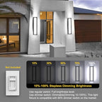 Sytmhoe Outdoor Wall Lights, 23.6in 10%-100% Dimmable 6000K LED Modern Patio Wall Light Fixture, Aluminum&PC Black Exterior Sconce Wall Mounted Lights,Suitable for Garage Courtyard House(6000K)