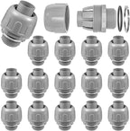 16-Pack 3/4 Inch Liquid Tight Connector NPT Non-Metallic PVC Electrical Flexible Conduit Fittings, UL Listed - 180 Degree Straight