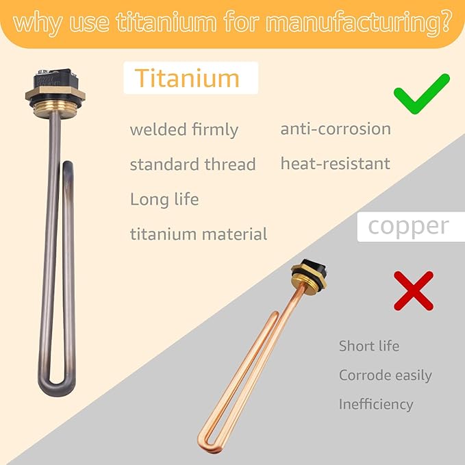 Titanium HE 55220 Tankless Water Heater Heating Element, Screw in 5.5KW 220V Replacement Part. Compatible With Ecosmart ECO POU 6 ECO 8, ECO 11, and Eco smart Water Heater Heating Elements .（2Pcs）
