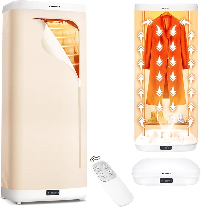 Portable Clothes Dryer - Upgrade Foldable Mini Clothes Dryer Machine with Dual-Layer Design, Remote Control, Large Capacity Travel Electric Dryer for Apartments, RV, Shoes, Underwear