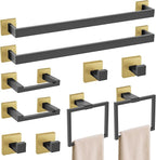TURS 10-Piece Bathroom Hardware Accessories Set Black&Gold Towel Bar Holder Set SUS304 Stainless Steel Towel Racks for Bathroom Wall Mounted, 23.6-Inch