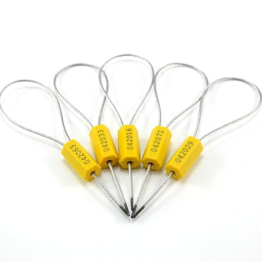 1000 pcs Anti-Theft Security Cable Ties Numbered Steel Wire Security Tags Pull-Tite Metal Cable Truck Seals Self-Locking Padlock Safety Shipping Strap for Truck Trailer Doors(Yellow)