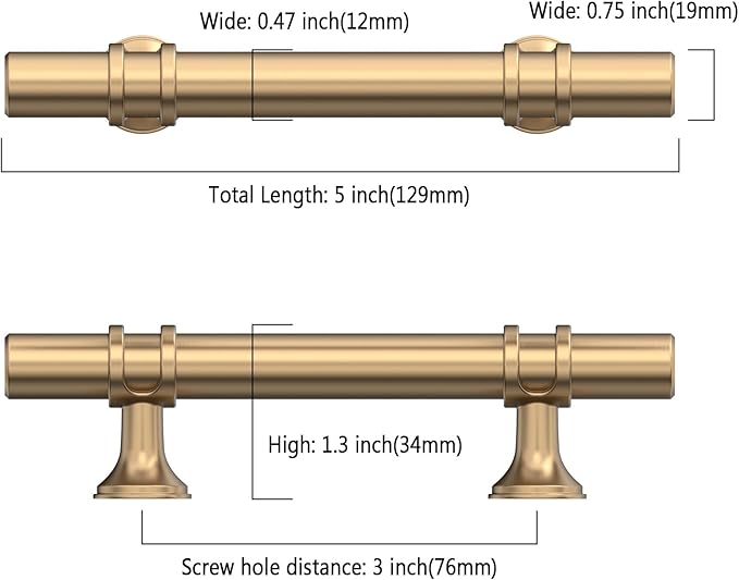 Asidrama 10 Pack 3 Inch(76mm) Champagne Bronze Kitchen Cabinet Handles, Cabinet Pulls Kitchen Cabinet Hardware Cupboard Handles Drawer Pulls