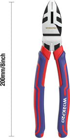 WORKPRO 8-Inch Linesman Pliers in CRV Steel for Twisting and Cutting Wires, Clamping Screws