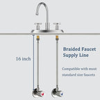 16" Faucet Supply Line,3/8" Comp x 1/2" FIP Stainless Steel Braided Supply Line,Faucet Water Supply Hose Connector Lines Faucet Water Supply Line for Water Heater, Angle Valve（Plumbers Tape Include)