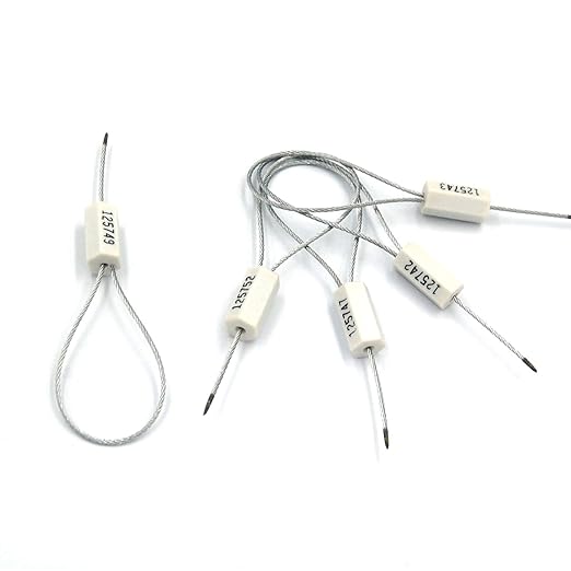 1000 pcs Numbered Security Cable Seals Pull-Tite Anti-Theft Trailer Tags Steel Wire Metal Cable Safety Padlock for Truck Container (White)