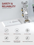 Self-Grounding ON Off Toggle, Residential Grade, UL Listed, Quickwire Push-in & Side Wired (White, 20 Pack)