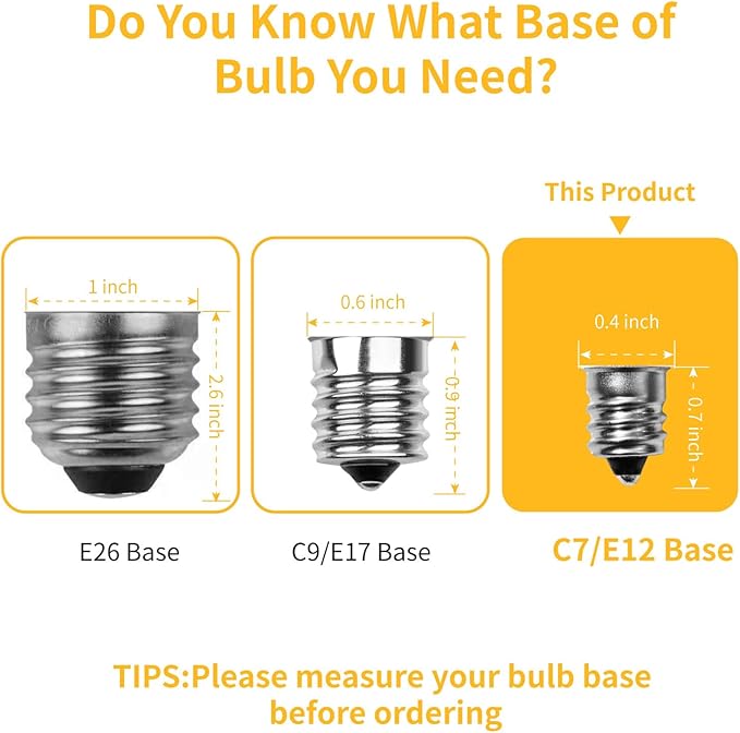 Meconard C7 Led Replacement Christmas Light Bulbs, C7 Shatterproof Led Bulbs for Christmas Indoor Outdoor String Lights, E12 Candelabra Base, Commercial Grade Holiday Bulbs, Warm White, 25 Pack