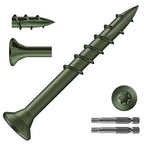 #8 x 1-1/2" Deck Screws (322Pcs) 2lb. Exterior Wood Screws. Carbon Steel, Green, Flat Head, Rust Resistant epoxy Coated, with T25 Star Bit