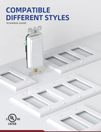 AIDA Light Switch Single Pole Light Switch Square Rocker Switch Decora Switches White, 15 Amp Self-grounding Electrical Light Switches, Residential Grade, UL Listed (10 Pack, Glossy White)