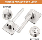 Probrico Privacy Door Handle Interior Heavy Duty Square Brushed Nickel Door Knobs for Bedroom Bathroom Reversible Keyless Door Lever Satin Nickel, 4 Pack