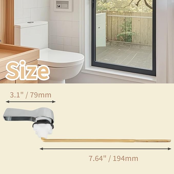 jamini Universal Front-Mount Toilet Handle Kit - Durable Brass Lever with Chrome Finish, Adjustable Arm & Stainless Steel Flapper Chain for Most Toilets