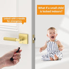 Amerdeco 1 Pack Privacy Door Handles,Brushed Gold Door Handles Interior,Knurled Gold Door Lever, Heavy Duty Bedroom and Bathroom with Lock,Reversible Keyless for Right & Left Side AM0021