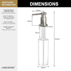 Lava Odoro Chrome Soap Dispenser for Kitchen Sink, Modern Brass Built in Countertop Pump Dispenser with 18 Oz Refillable Bottle, Kitchen Soap and Lotion Dispenser Spot-Free, Chrome, KSD-21