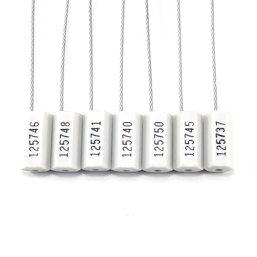 1000 pcs Numbered Security Cable Seals Pull-Tite Anti-Theft Trailer Tags Steel Wire Metal Cable Safety Padlock for Truck Container (White)