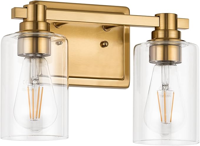 2 Lights Bathroom Lighting Fixtures Over Mirror Gold Bathroom Vanity Light Fixture Farmhouse Vanity Light Vintage for Bedroom Living Room Hallway