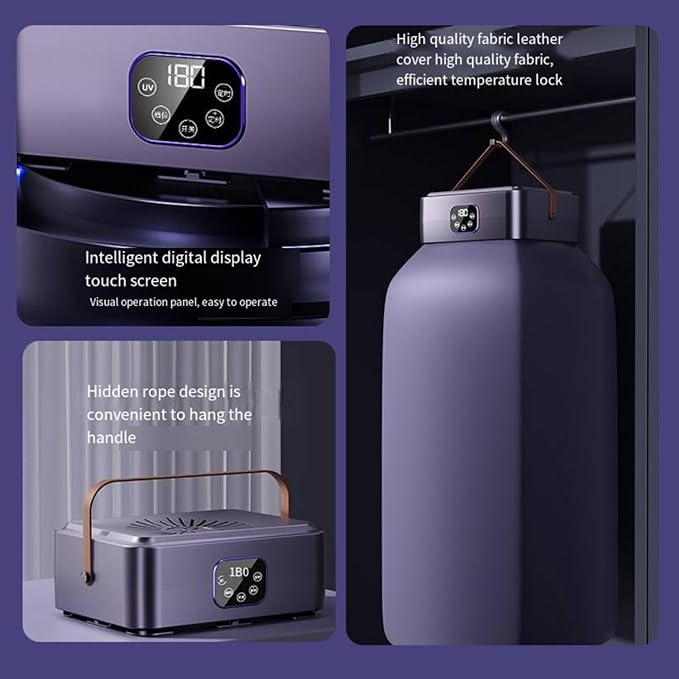 Portable Clothes Dryer | 20KG Large Capacity | 650W Fast Dry | Touch Screen & Remote Control | Quiet Energy-Saving Drying Machine for Home & Travel (purple)