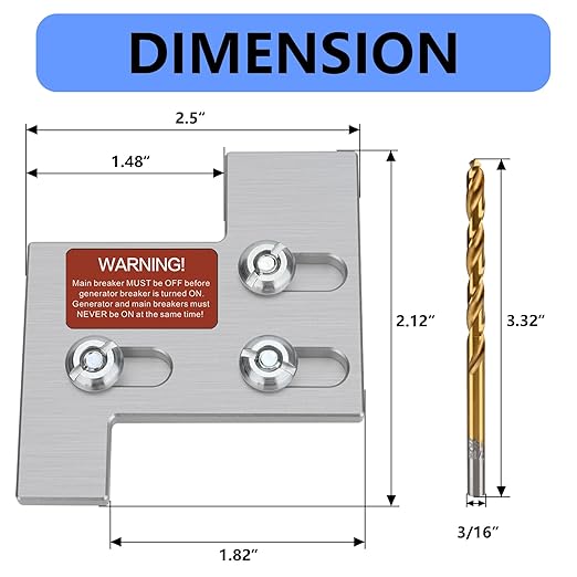 Generator Interlock Kit Compatible with GE General Main 150 or 200 Amp Panels, 1-1/4" Spacing Between Main and Branch Breakers, Electrical Interlock Kit