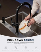 Antique Oil Rubbed Bronze Kitchen Sink Faucet with Soap Dispenser, DAYONE Pull Down Farmhouse Faucet for Sink with 3 Mode Sprayer, Single Handle High Arc, DAY-APS136-ORB