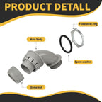 Conduit Connectors, 1-1/2 Inch Liquid Tight Connector NPT Non-Metallic for PVC Electrical Flexible Conduit Fittings, 90 Degree, UL Listed for Home Outdoor Tubes Tools, Grey (5-Pack)