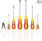 Magnetic Screwdriver Sets 6 PCS,Screwdriver Set with Small Box,Flat Head Phillips Screwdriver, Non-Slip Cushion Grip for Repair Home Improvement,Red & Yellow