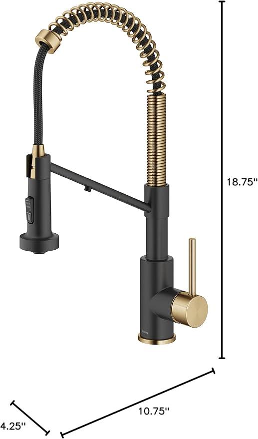 KRAUS Bolden 2-in-1 Commercial Style Pull Down Single Handle Water Filter Kitchen Faucet for Reverse Osmosis or Water Filtration System in Brushed Brass/Matte Black, KFF-1610BBMB