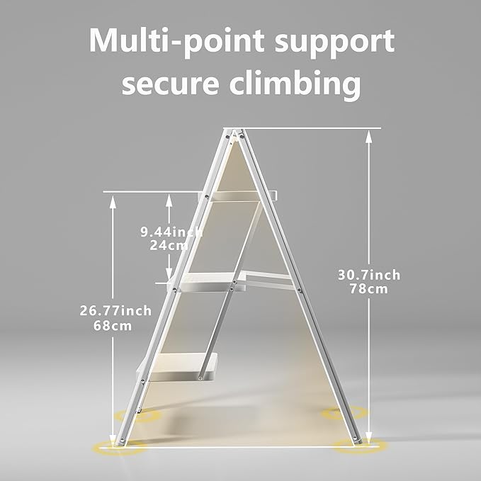 White Step Ladder White 3 Step Folding, Sturdy 330 Lbs Small Step Stool for Adults, Closet Step Stool Ladder with Anti-Slip Wide Pedals, Portable Folding Ladder for Home Kitchen Office