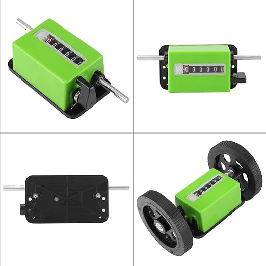 Rolling Meter Counter, 1 Pack 6 Digit Meters Rolling Mechanical Length Counter for Measuring Textile 0-9999.9 Yard, Printing, Artificial Leather, Meter Counter Wheel Green