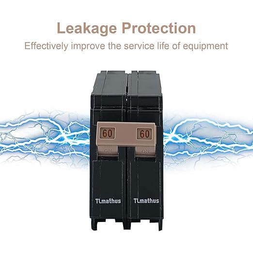 2 Pole 60 Amp Circuit Breaker Plug on Mount Standard Miniature Circuit Breaker Thermal Magnetic Protection